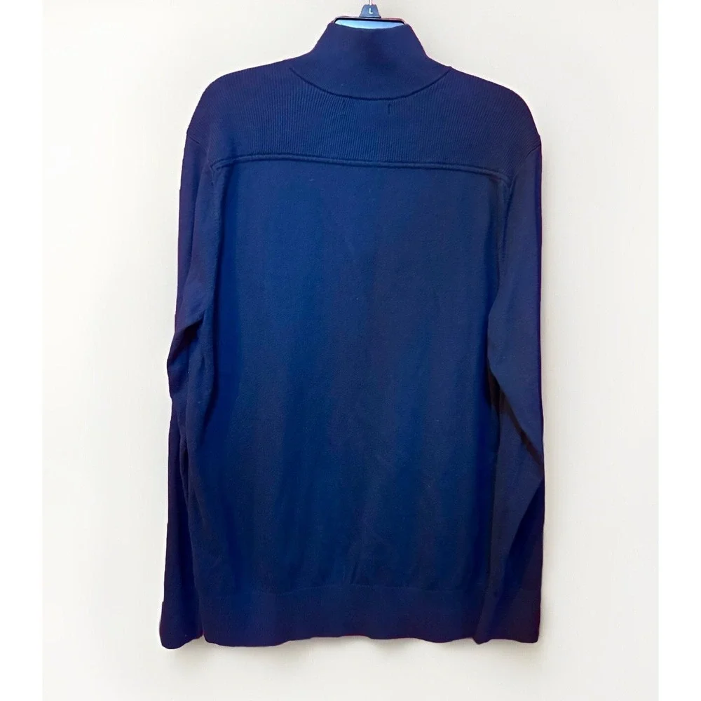 Banana Republic Sweater Mens XL Navy Long Sleeve Pullover 1/4 Zip Cotton/Silk/Ny